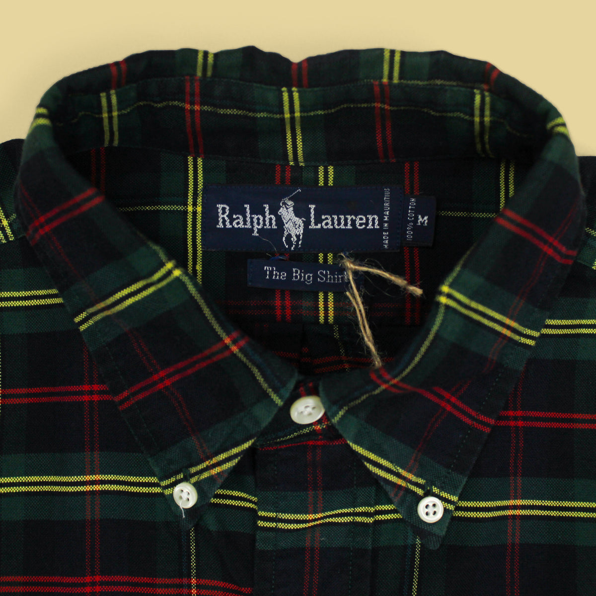 Vintage Polo Ralph Lauren Tartan Cotton Crest Embroidered Button-Down "Big Shirt"