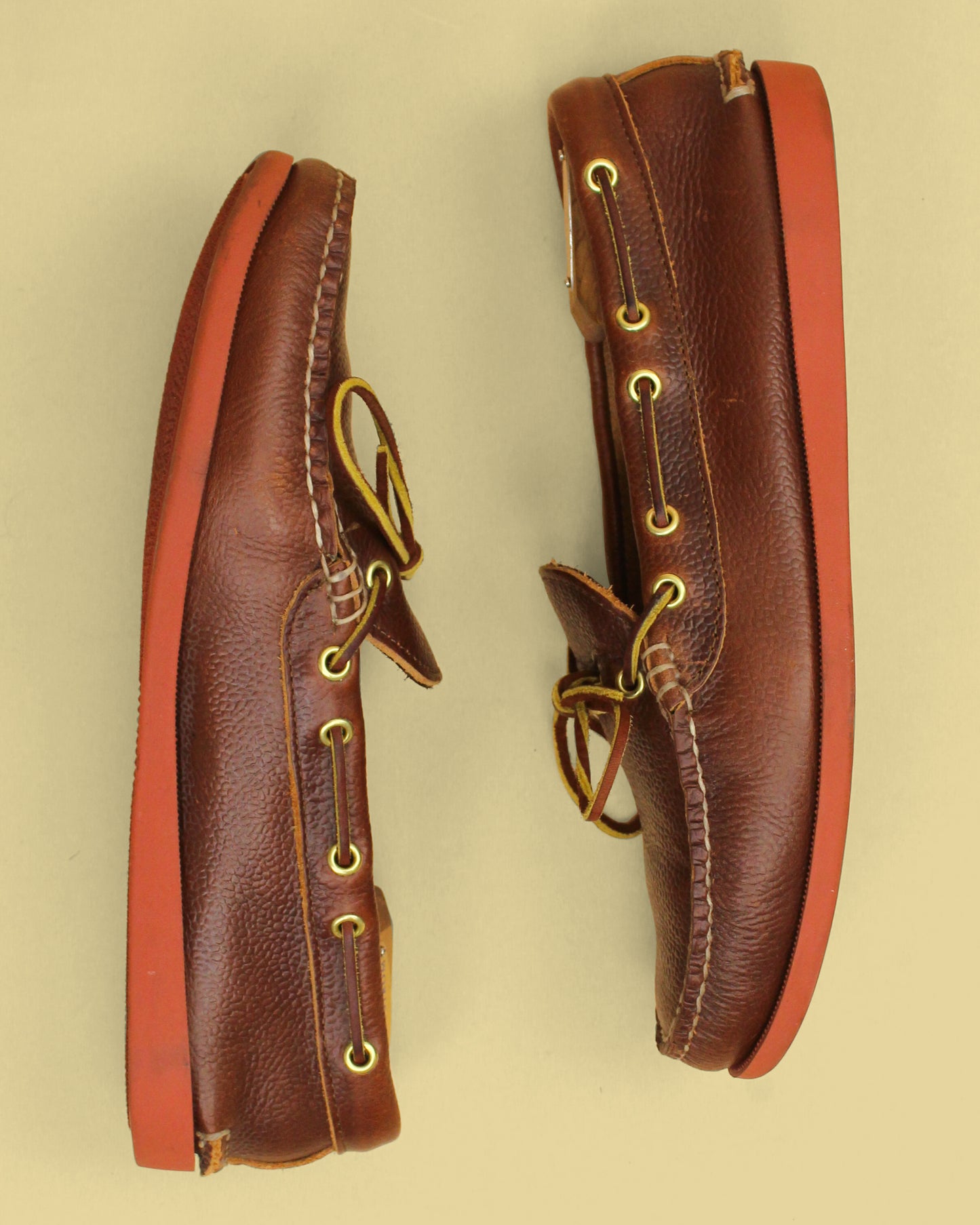 Quoddy Brown Chromexcel Brick Vibram Sole Classic Canoe Shoe Moccasins