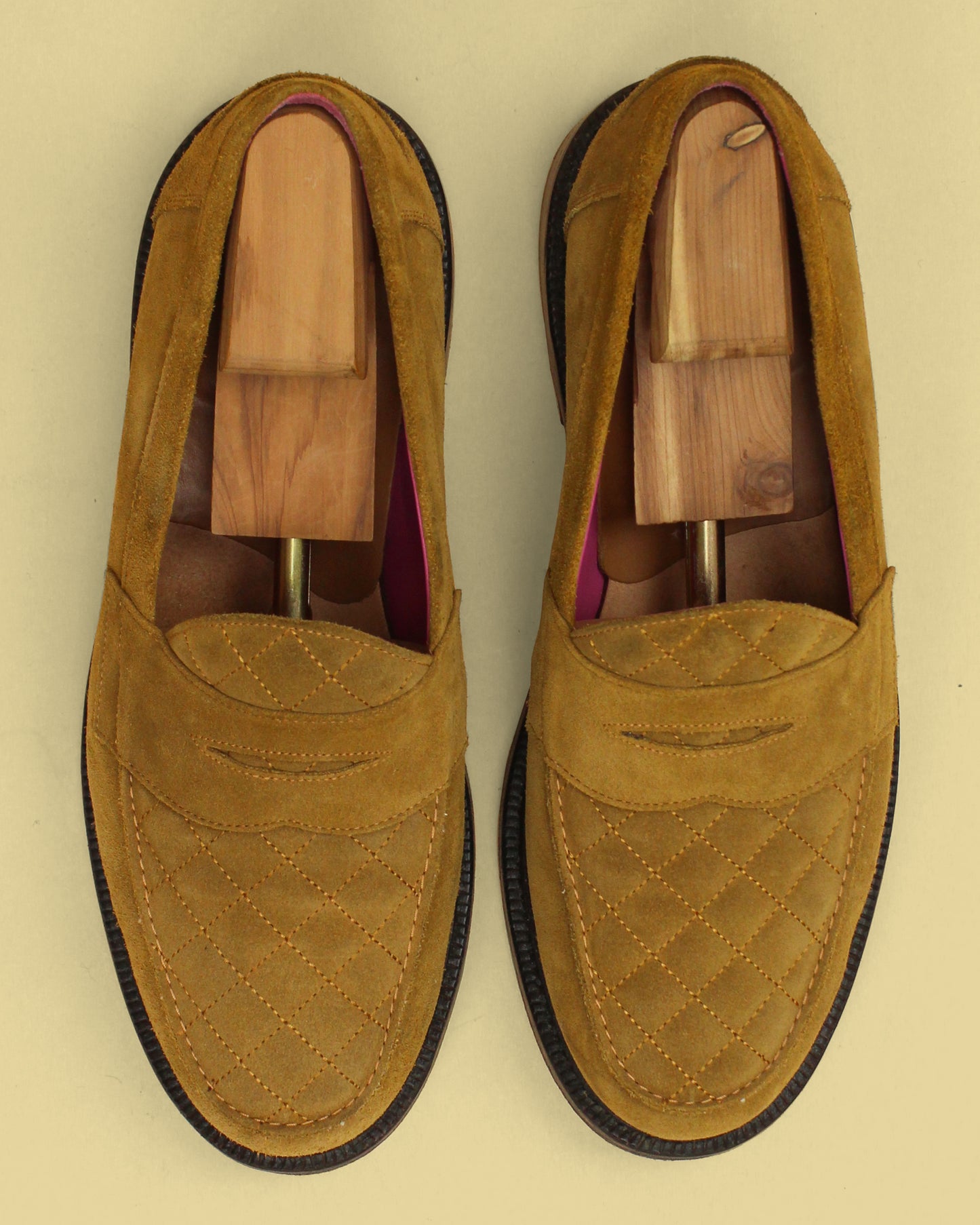 Blackstock & Weber Cinnamon Quilt Suede Ellis Penny Loafers