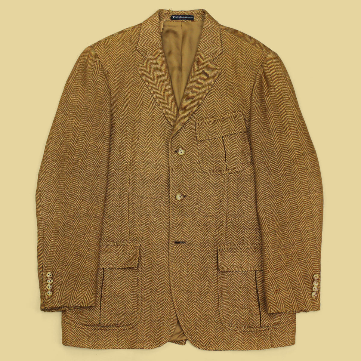 Polo Ralph Lauren Linen Silk Herringbone Tweed Half-Belt Sport Coat