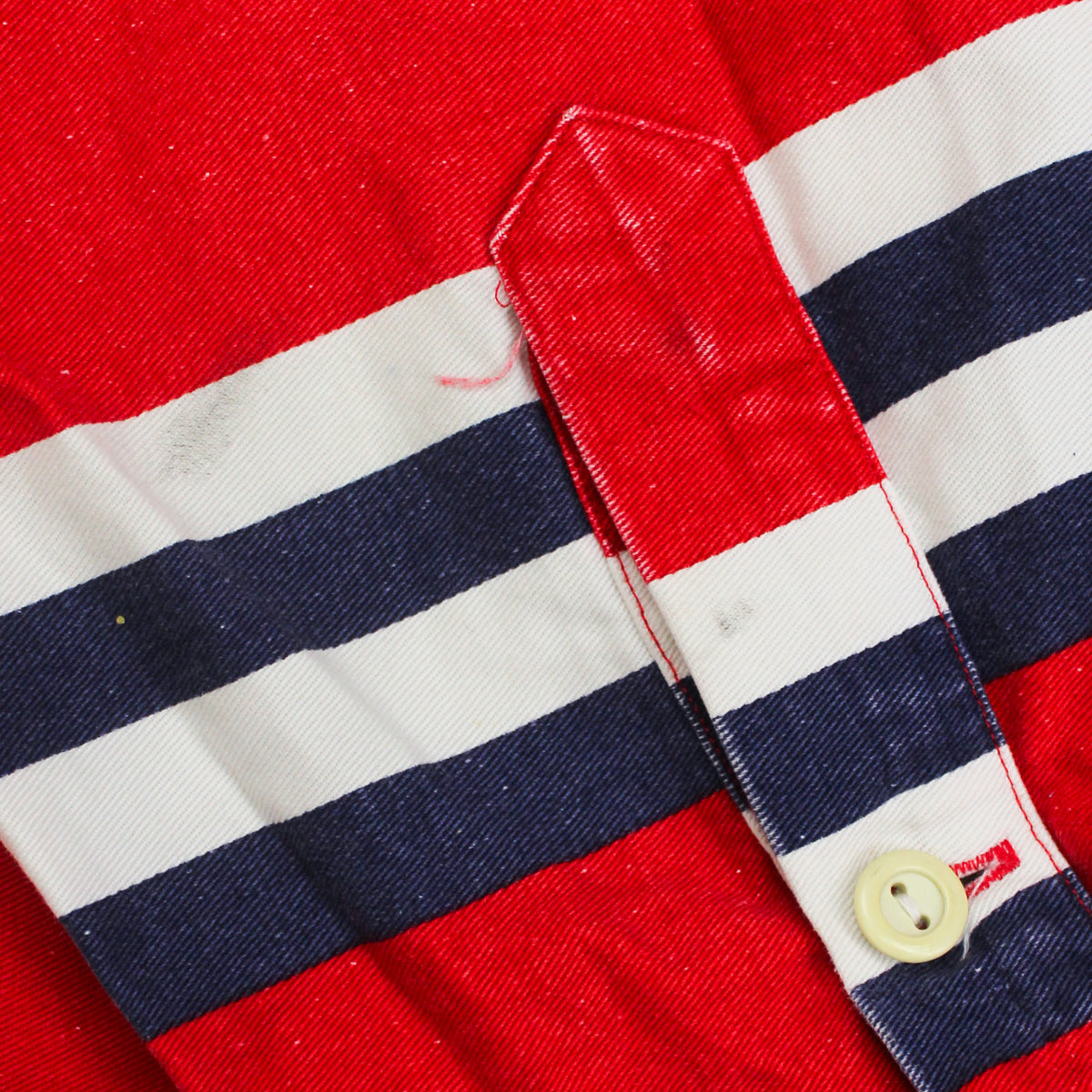 Vintage Polo Ralph Lauren Printed Stripe Twill Cotton Rugby Shirt