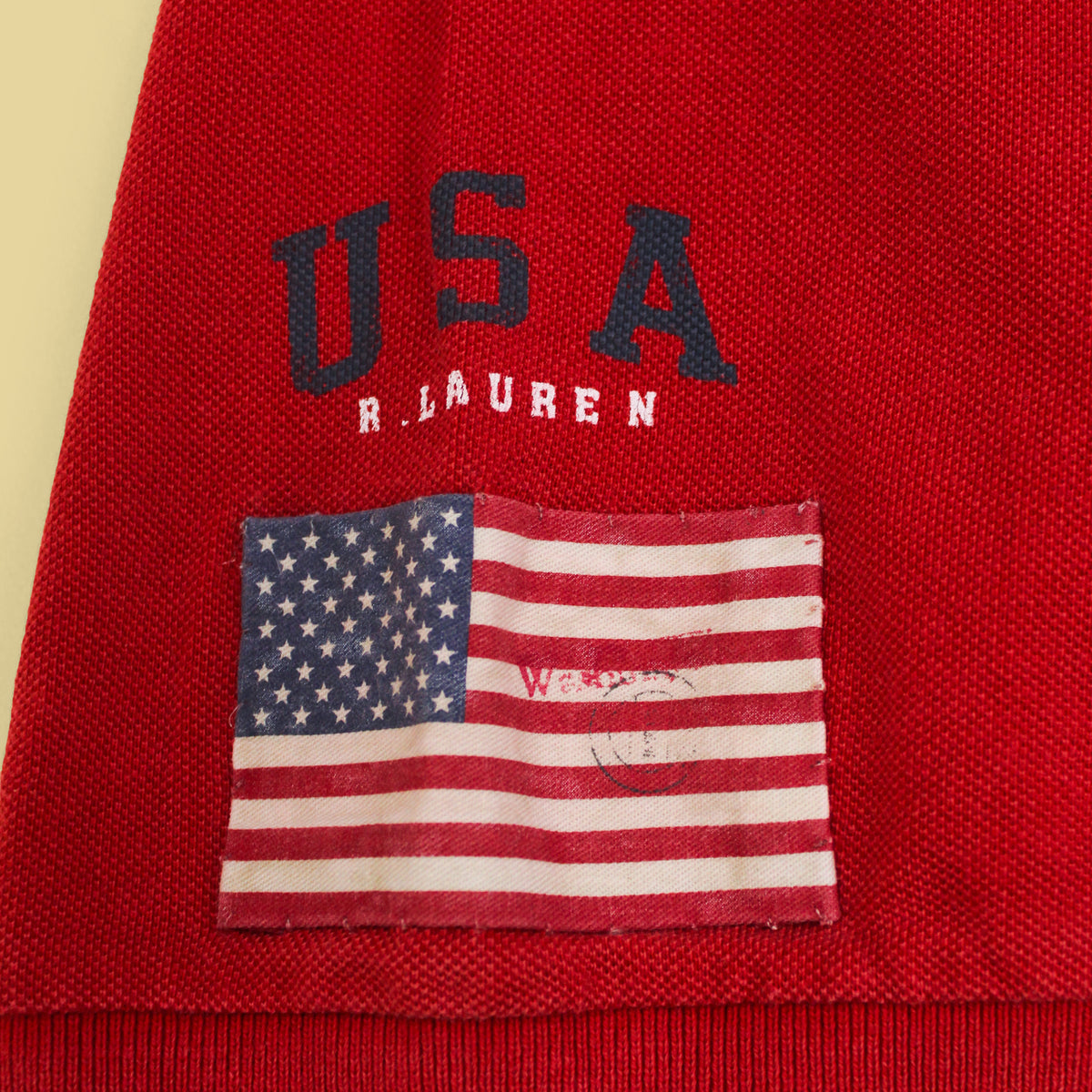 Polo Ralph Lauren USA Flag Patch Big Pony Embroidered Pique Knit Polo Shirt
