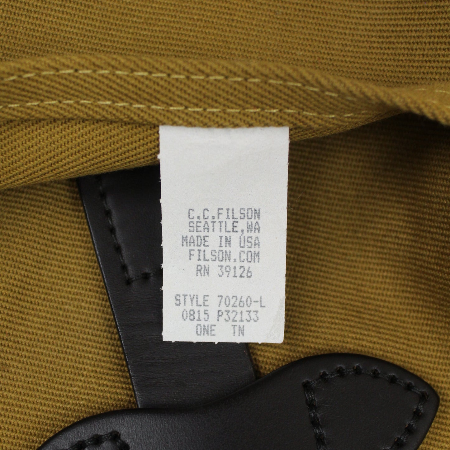 Filson Rugged Twill Leather Strap Tote Bag
