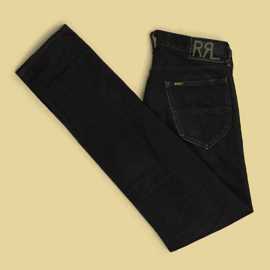 RRL Limited Edition Black Selvedge Denim High Slim Jeans