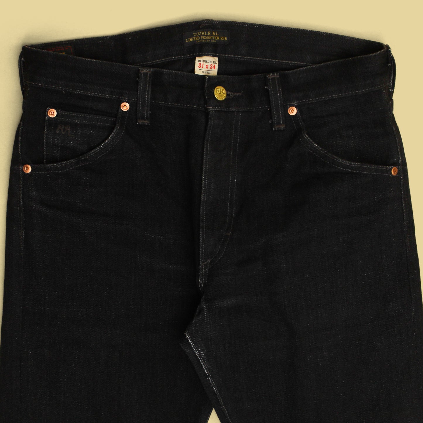 RRL Limited Edition Black Selvedge Denim High Slim Jeans