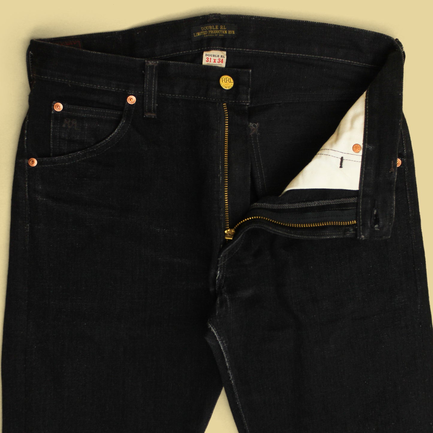 RRL Limited Edition Black Selvedge Denim High Slim Jeans