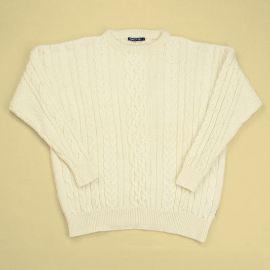 Woolovers Wool Aran Knit Crewneck Fisherman Sweater