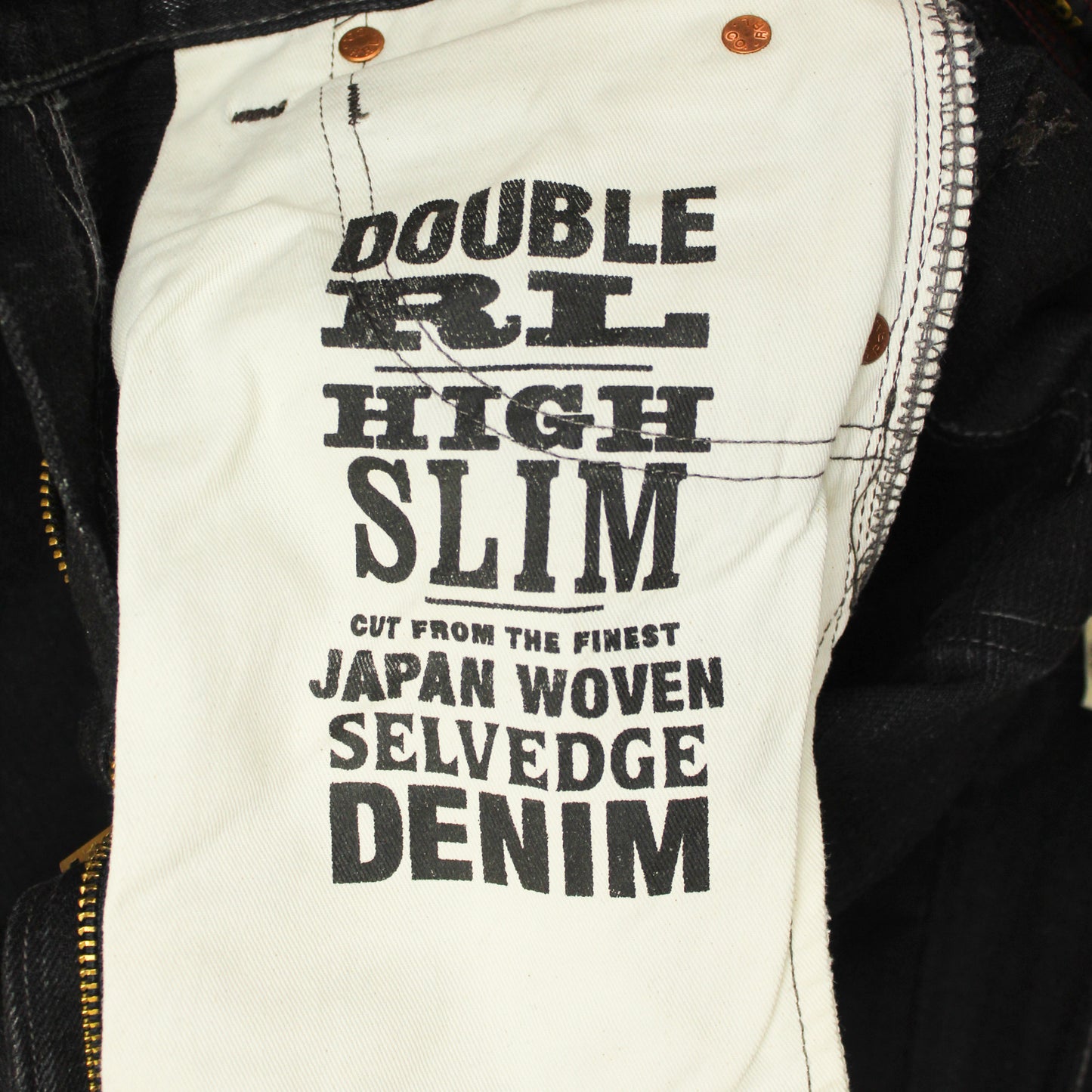 RRL Limited Edition Black Selvedge Denim High Slim Jeans