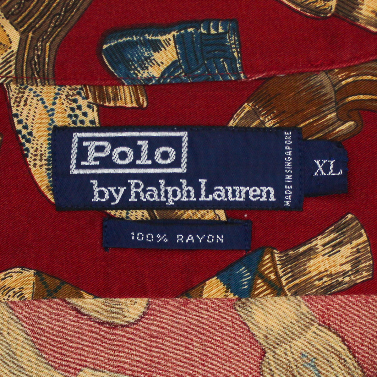 Vintage Polo Ralph Lauren Socks Print Rayon Camp Collar Button-Up Shirt
