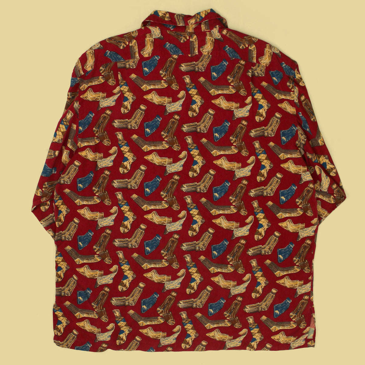 Vintage Polo Ralph Lauren Socks Print Rayon Camp Collar Button-Up Shirt