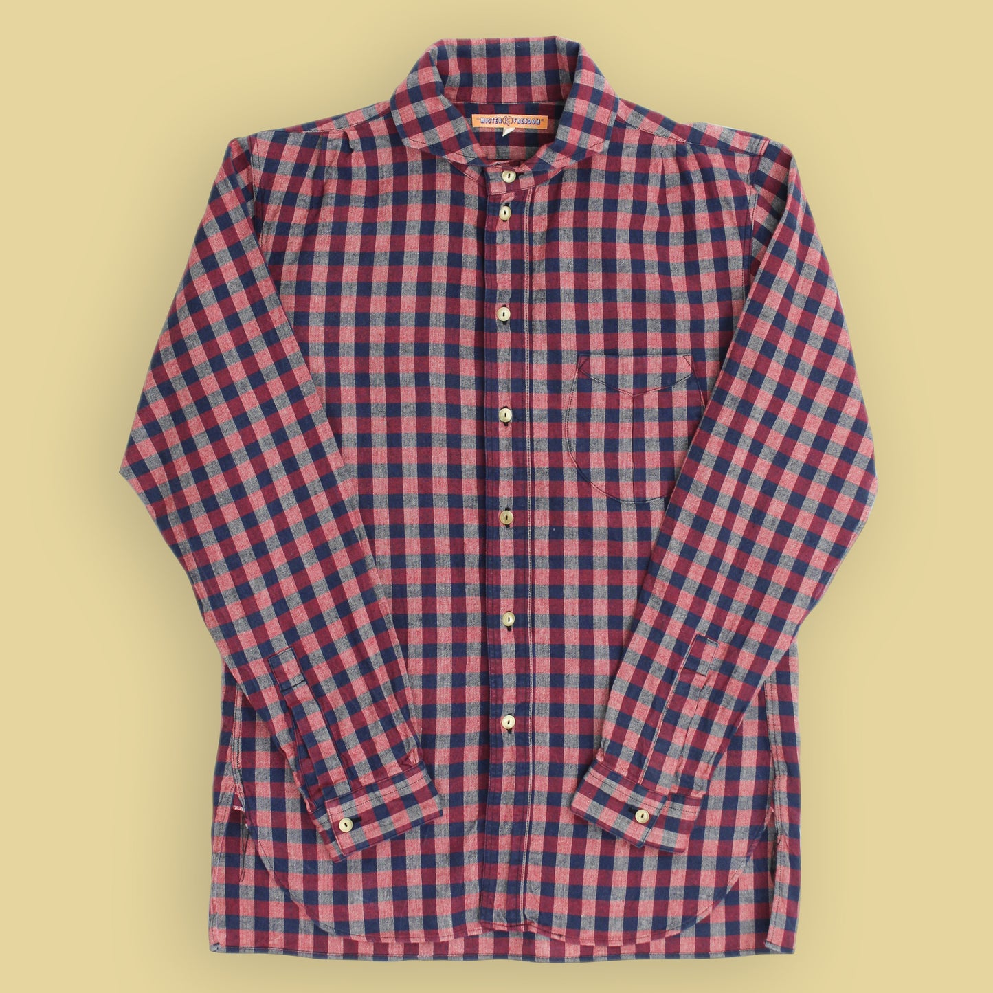 Mister Freedom Indigo Plaid Linen Blend Ranchero Shirt