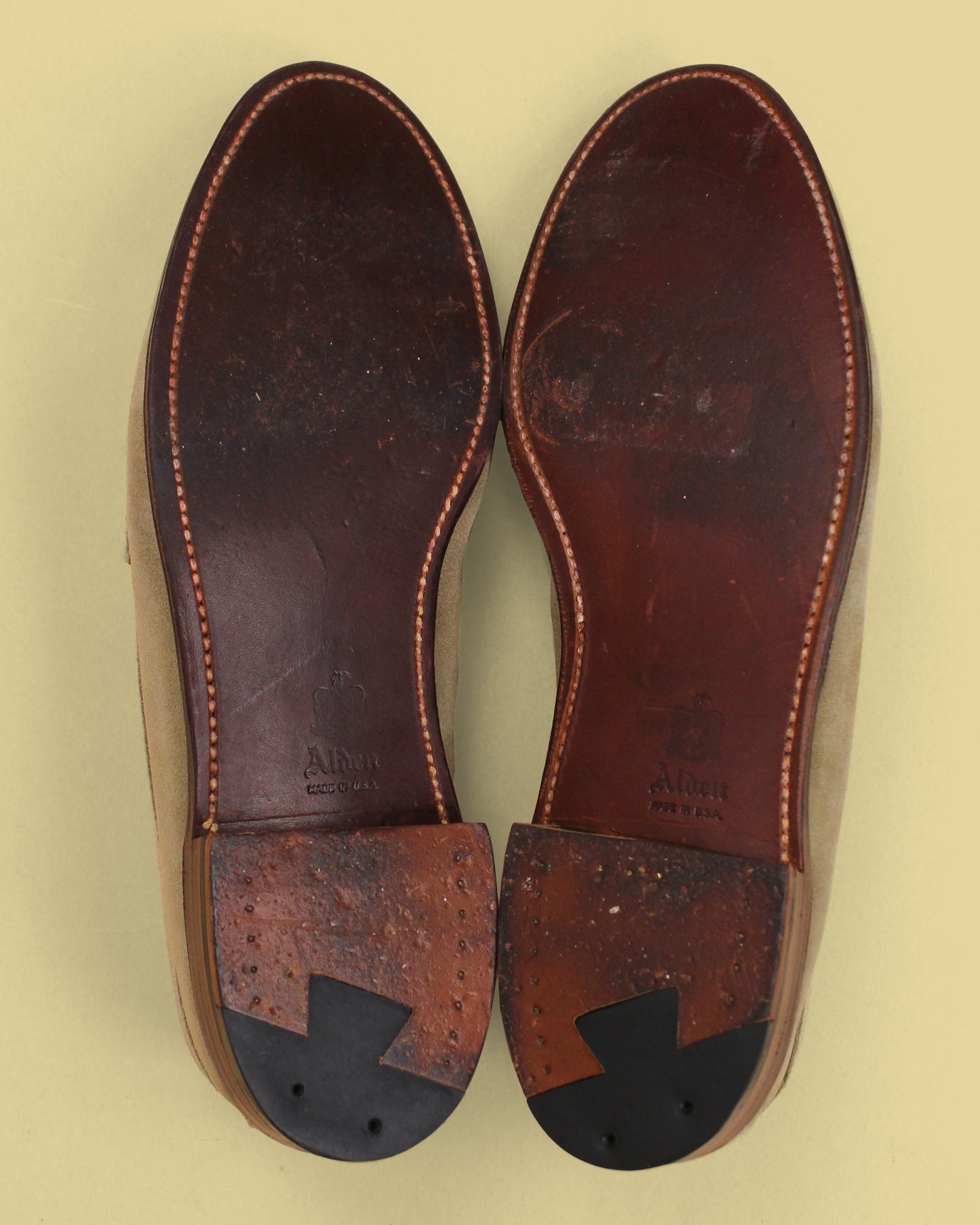 Alden Tan Suede Unlined Leisure Handsewn Penny Loafers
