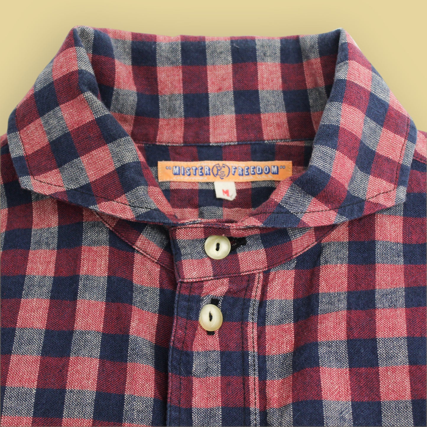 Mister Freedom Indigo Plaid Linen Blend Ranchero Shirt