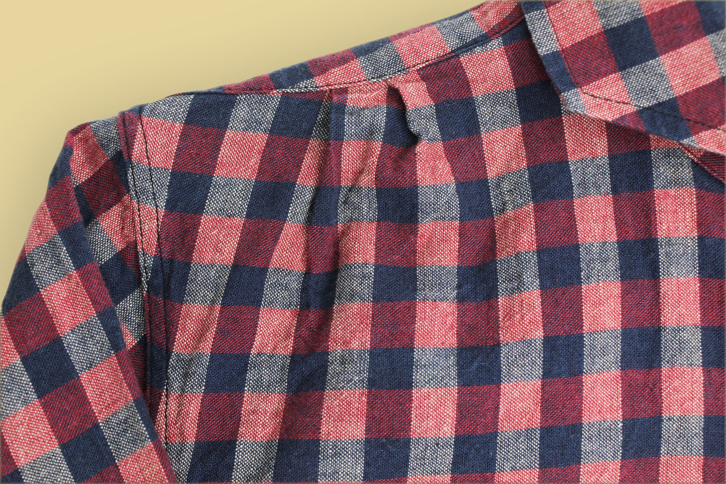Mister Freedom Indigo Plaid Linen Blend Ranchero Shirt