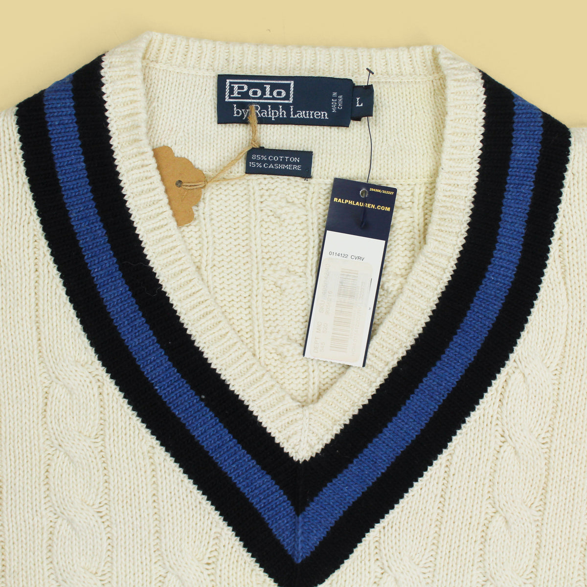 Polo Ralph Lauren Cotton Cashmere Cable Knit Tennis Sweater Vest