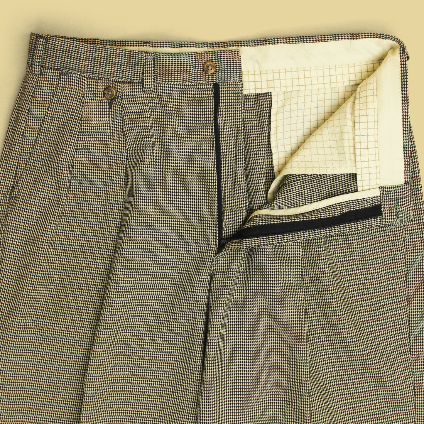 Vintage Tommy Hilfiger Houndstooth Cotton Pleated Trousers