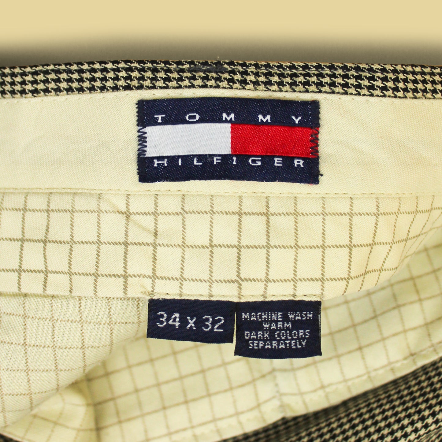 Vintage Tommy Hilfiger Houndstooth Cotton Pleated Trousers
