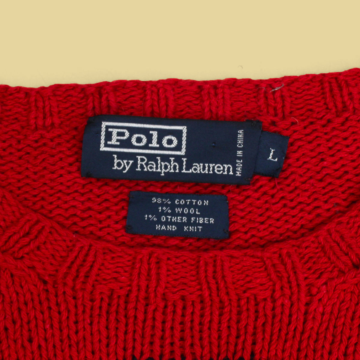 Vintage Polo Ralph Lauren "Cool Bear" Intarsia Knit Cotton Blend Crewneck Sweater