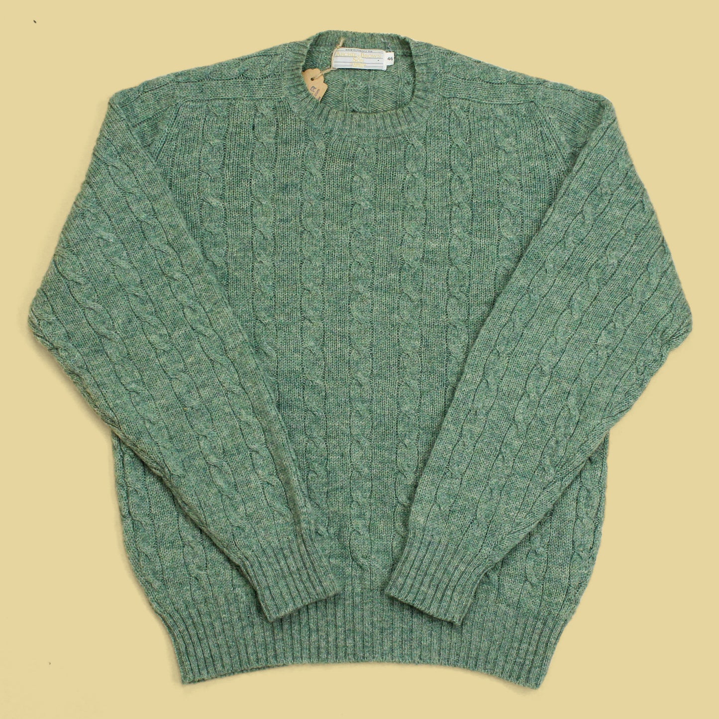 Archie Brown & Son Shetland Cable Knit Crewneck Sweater