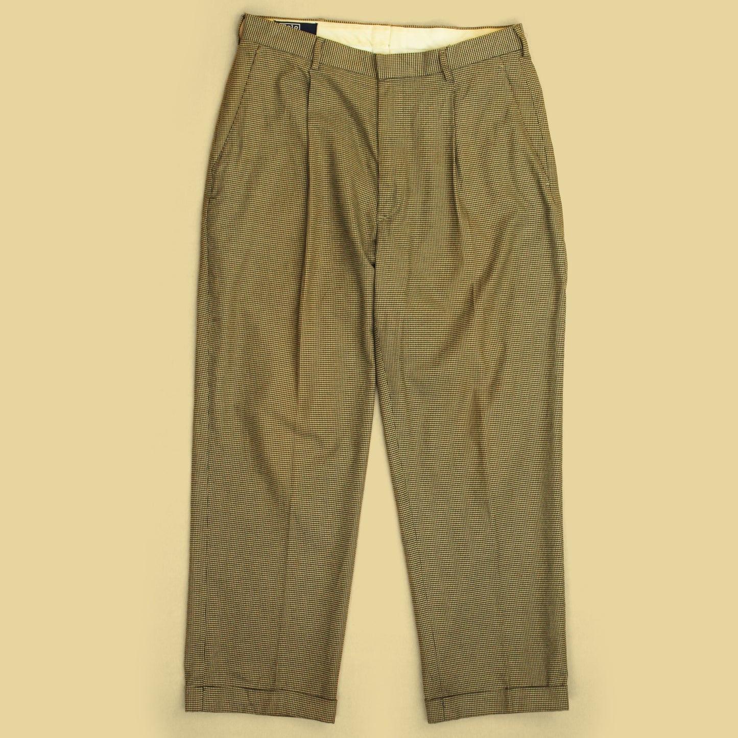 Vintage Polo Ralph Lauren Cotton Houndstooth Pleated Trousers