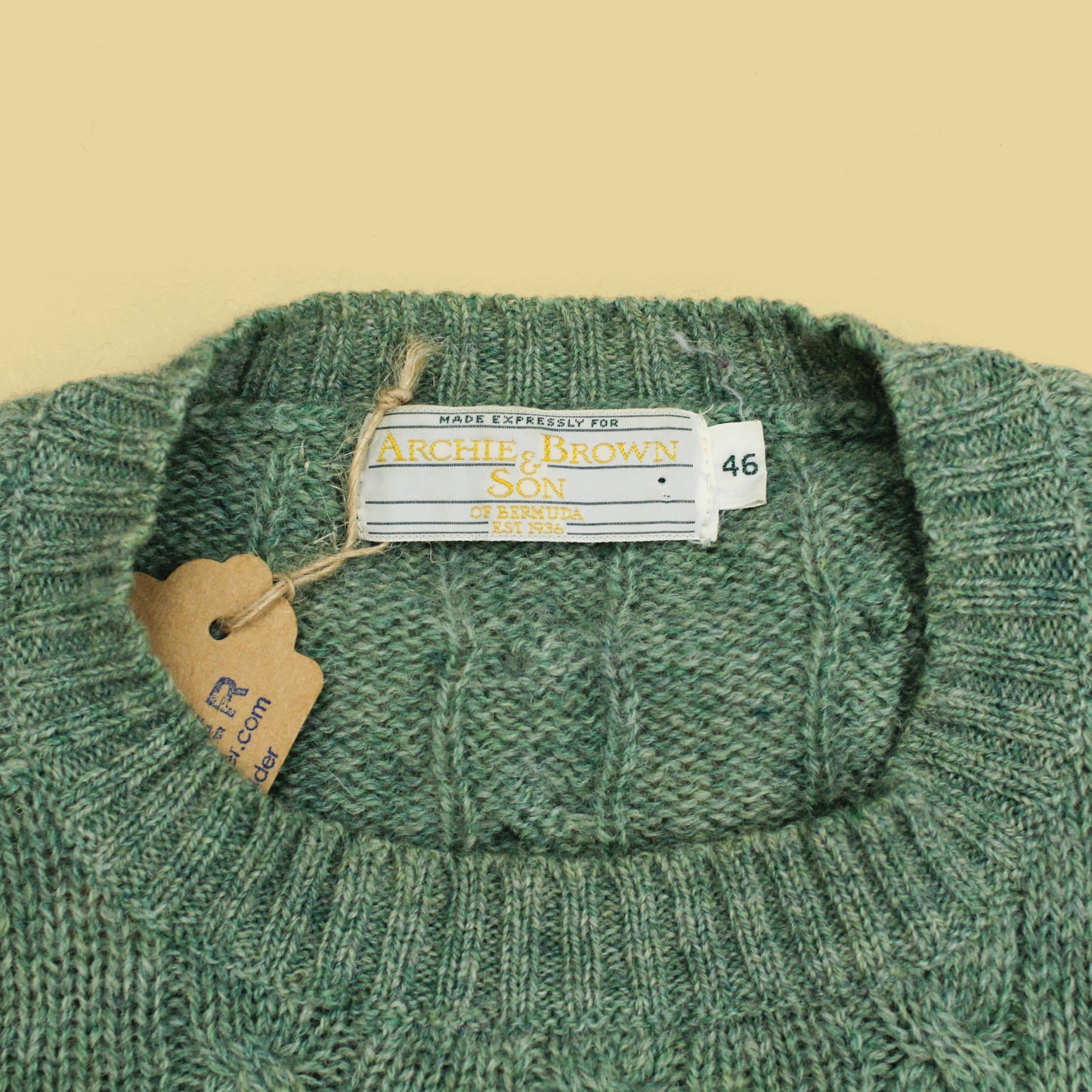 Archie Brown & Son Shetland Cable Knit Crewneck Sweater
