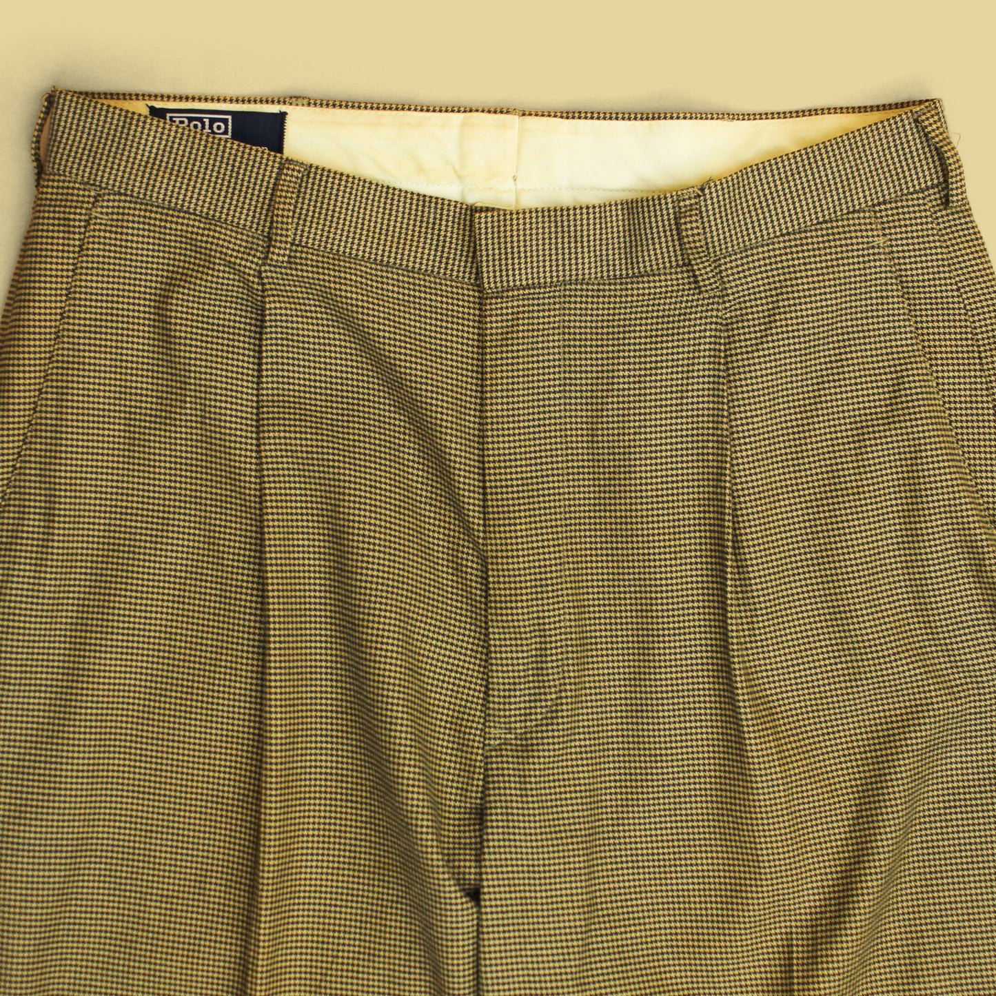 Vintage Polo Ralph Lauren Cotton Houndstooth Pleated Trousers