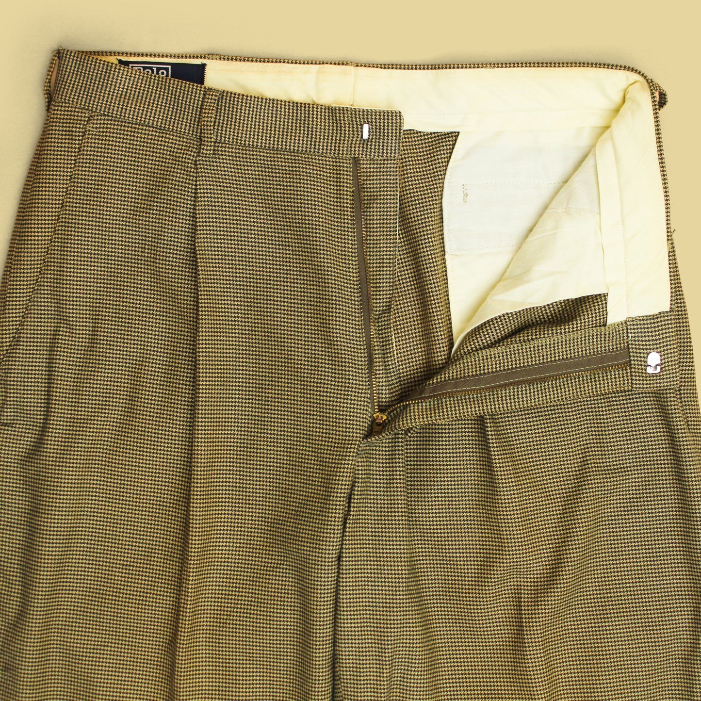 Vintage Polo Ralph Lauren Cotton Houndstooth Pleated Trousers