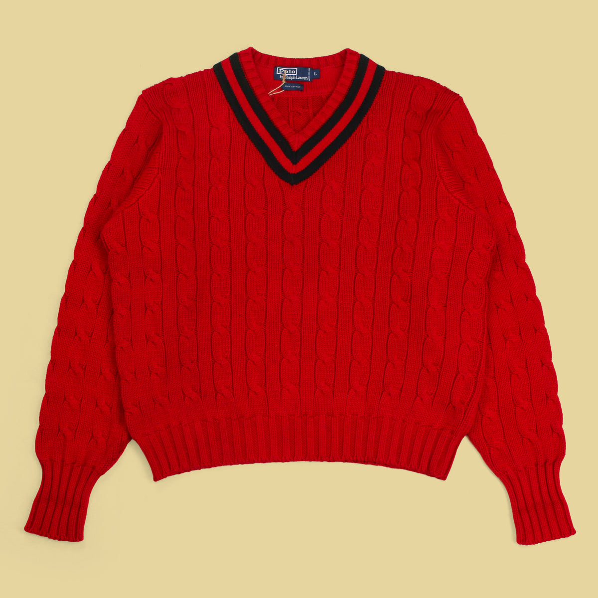 Vintage Polo Ralph Lauren Cotton Cable Knit Tennis Sweater