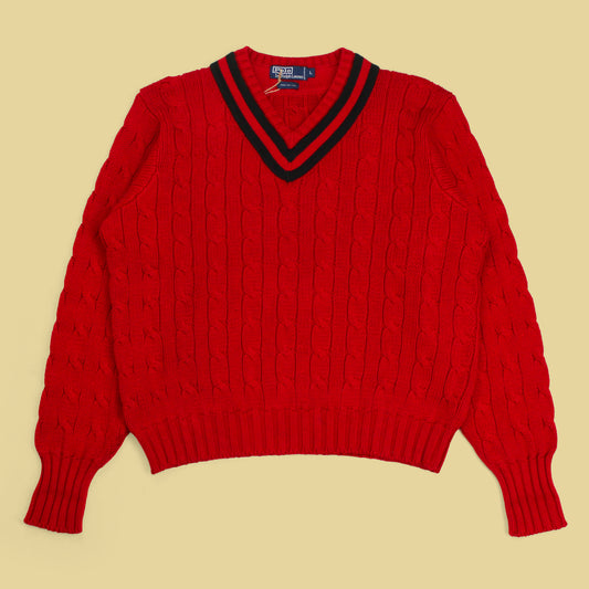 Vintage Polo Ralph Lauren Cotton Cable Knit Tennis Sweater