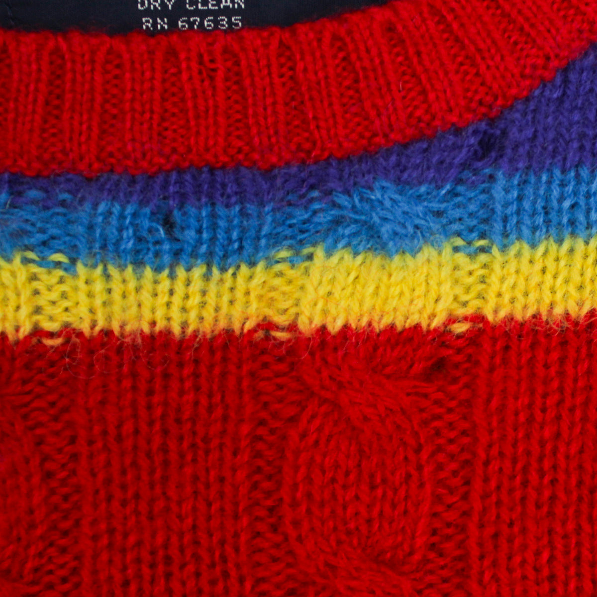 Vintage Polo Ralph Lauren Variegated Stripe Cable Knit Wool Crewneck Sweater