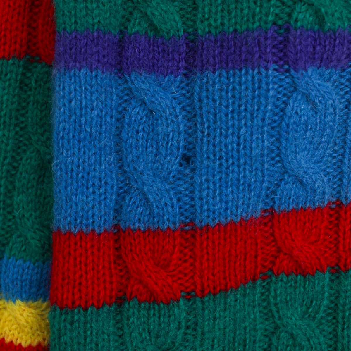 Vintage Polo Ralph Lauren Variegated Stripe Cable Knit Wool Crewneck Sweater