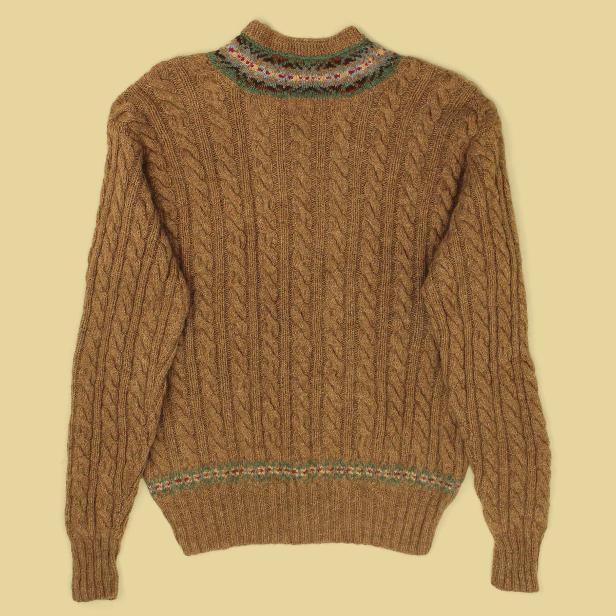 Polo Ralph Lauren Fair Isle Cable Knit Angora Blend V-Neck Sweater
