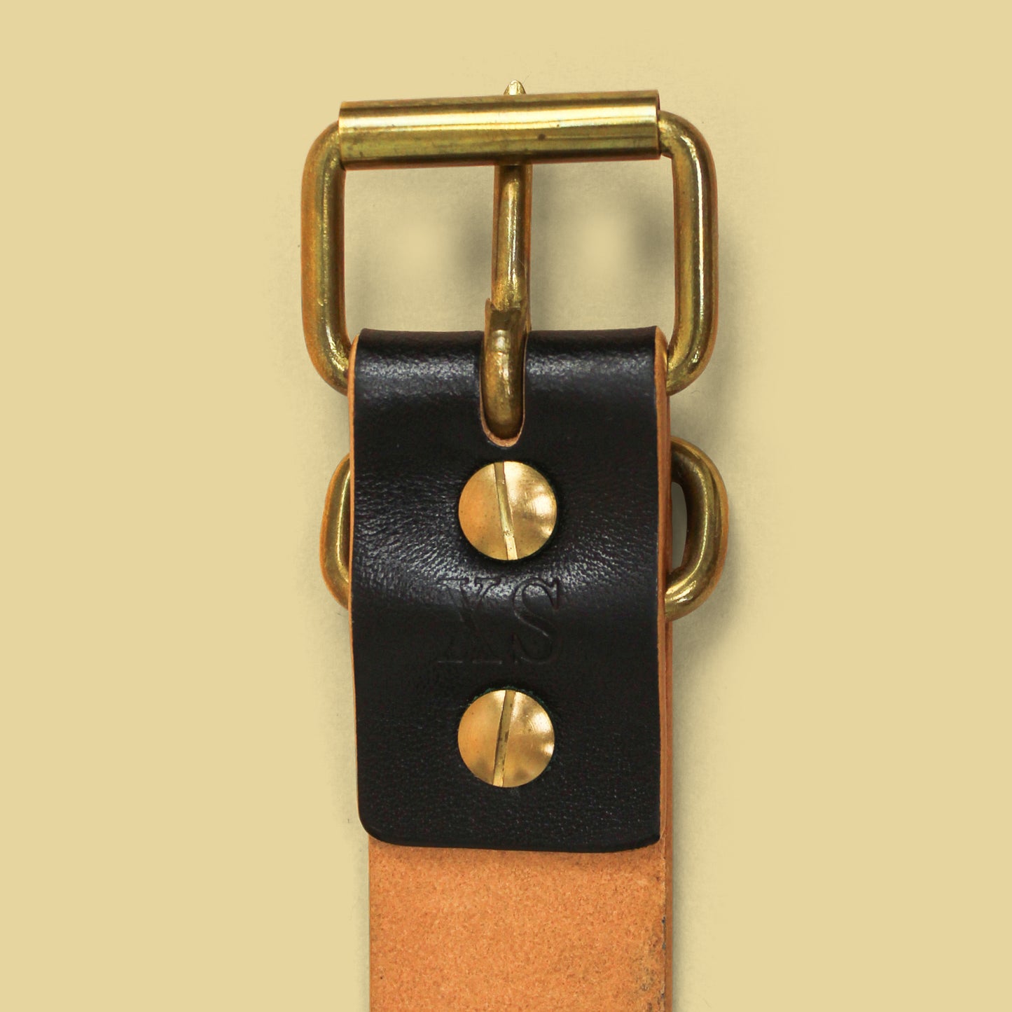 Obbi Good Label Hand-Dyed Black Leather Roller Buckle Belt