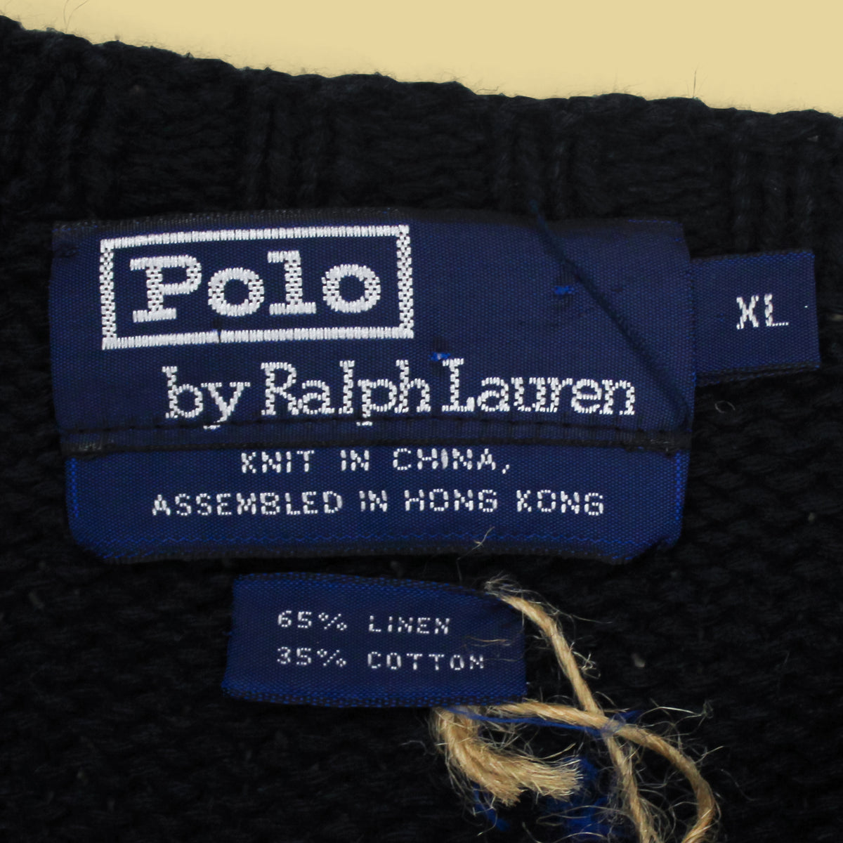 Vintage Polo Ralph Lauren Preppy Bear Intarsia Knit Linen Cotton Crewneck Sweater