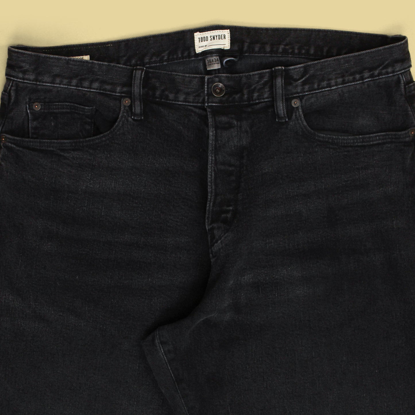 Todd Snyder Black Stretch Selvedge Denim Relaxed Fit Jeans