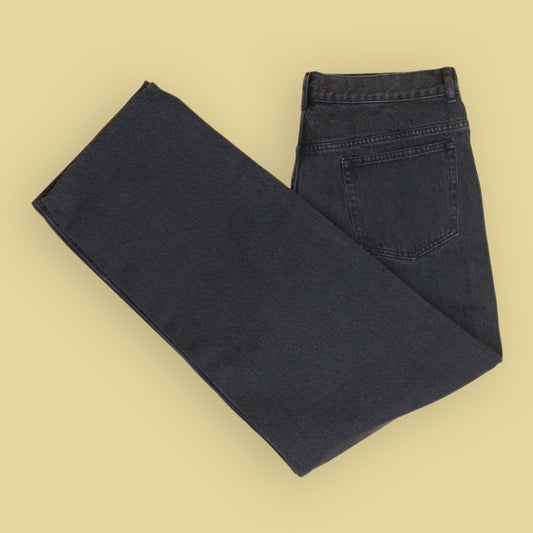 A.P.C. Stonewashed Black Denim Wide-Leg Fairfax Jeans