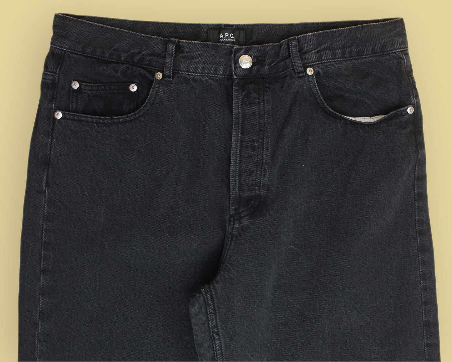 A.P.C. Stonewashed Black Denim Wide-Leg Fairfax Jeans