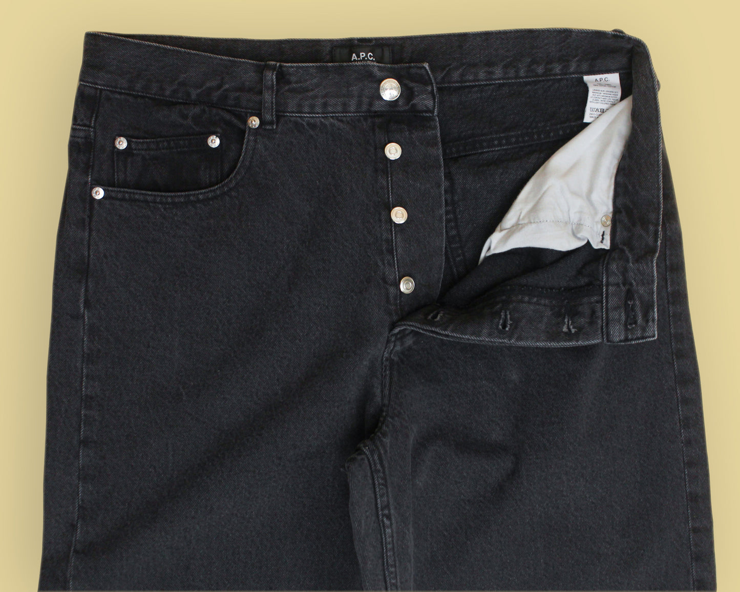 A.P.C. Stonewashed Black Denim Wide-Leg Fairfax Jeans