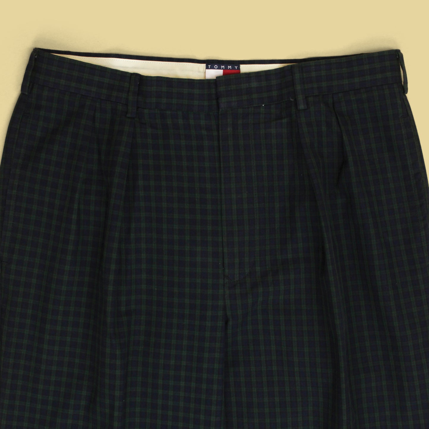Vintage Tommy Hilfiger Black Watch Cotton Pleated Trousers