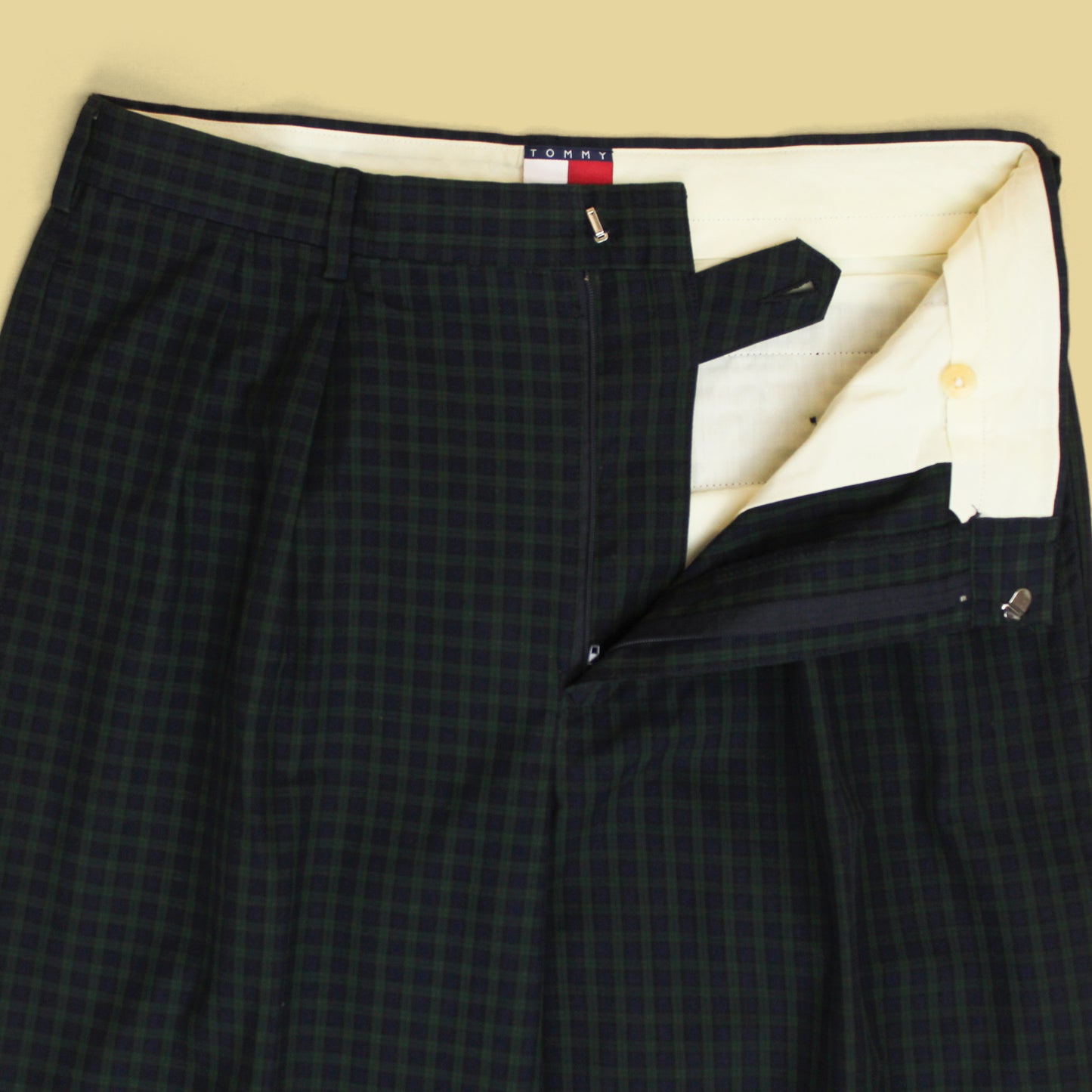 Vintage Tommy Hilfiger Black Watch Cotton Pleated Trousers