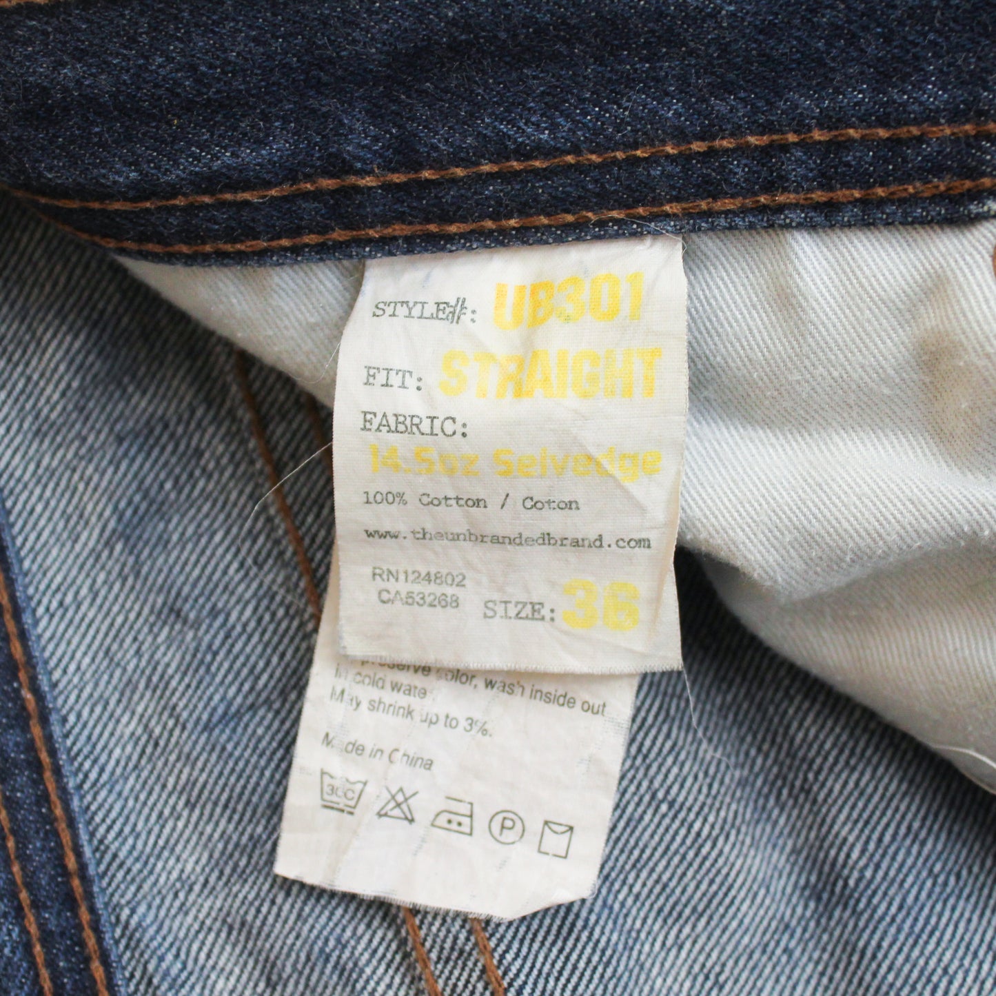 Unbranded Brand 14.5oz Raw Selvedge Denim UB301 Jeans