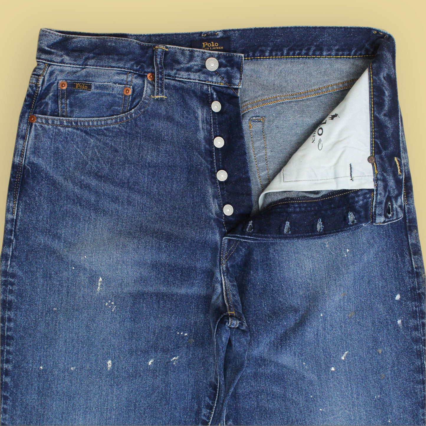 Polo Ralph Lauren Paint Splattered Denim Vintage Classic Fit Jeans