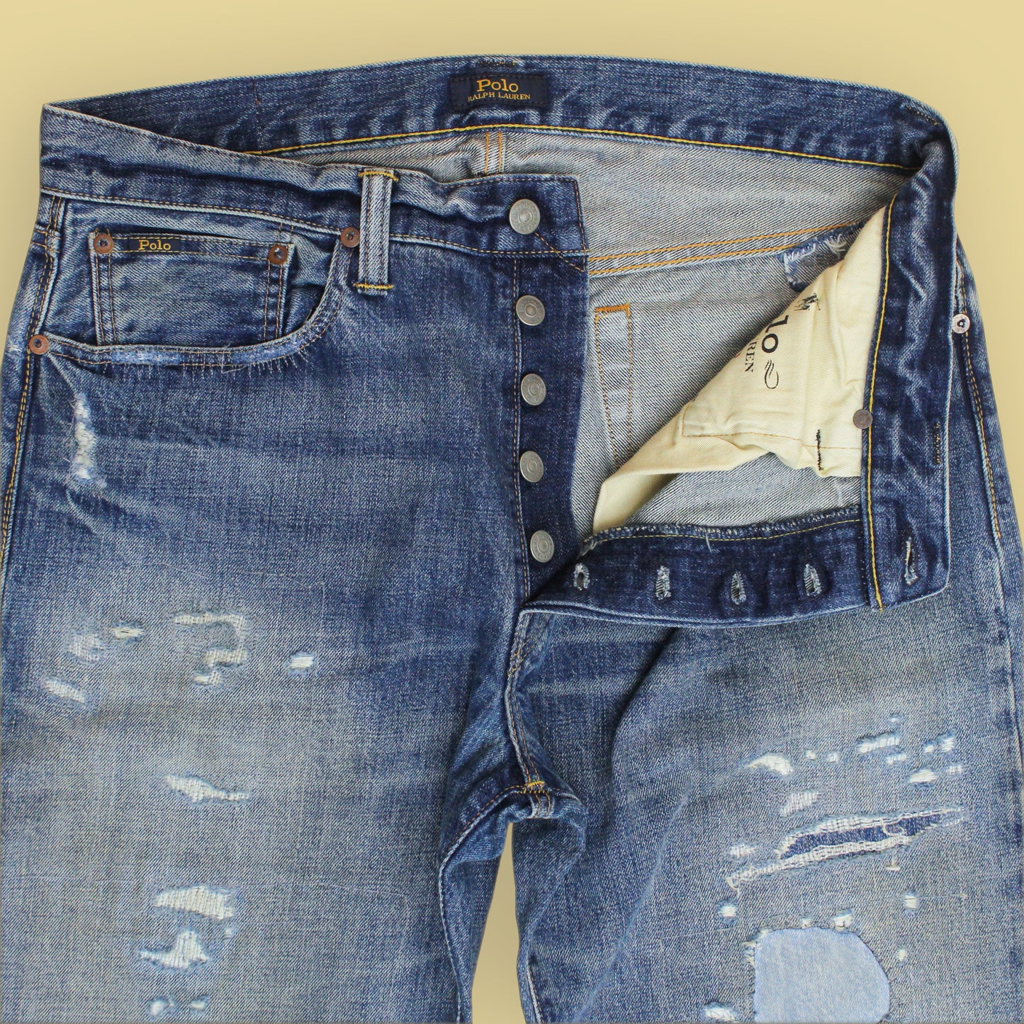 Polo Ralph Lauren Distressed/Repaired Denim Vintage Classic Fit Jeans