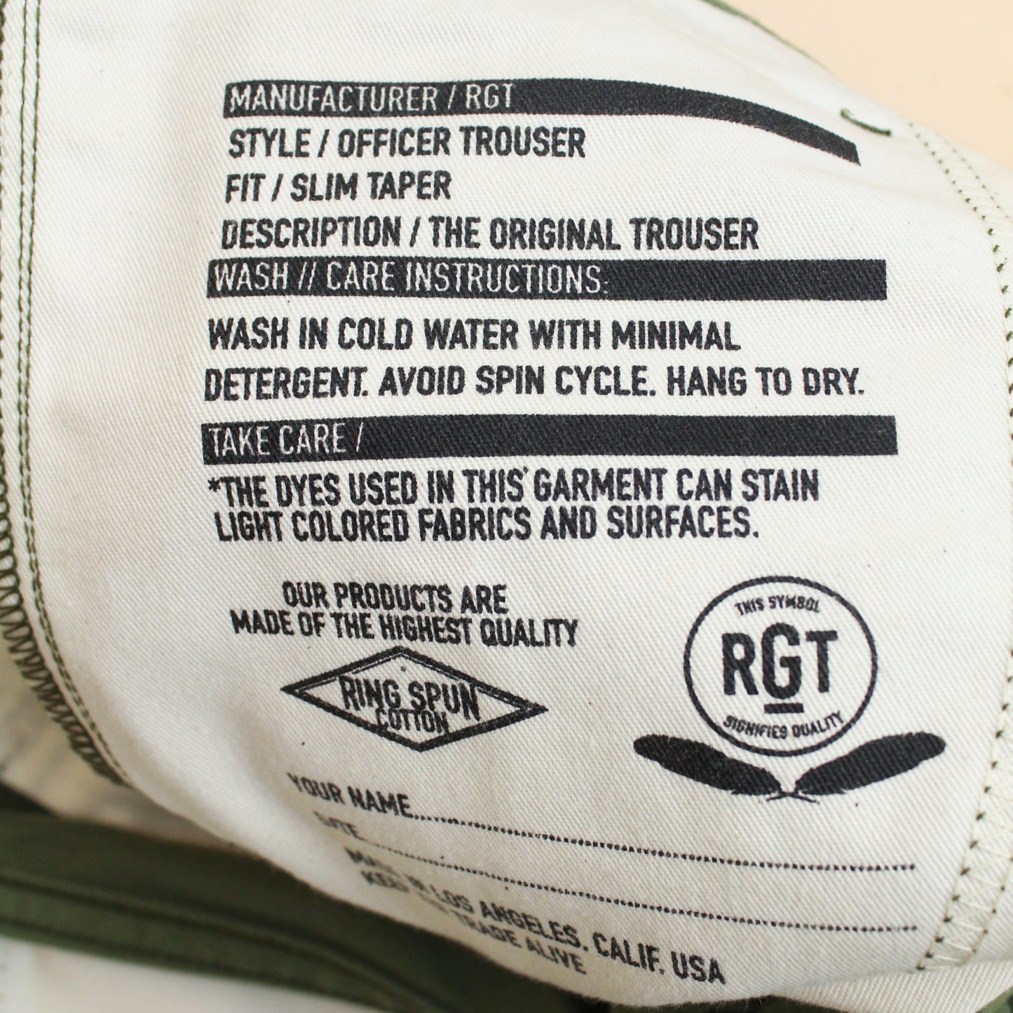 Rogue Territory Selvedge Cotton Twill Slim Taper Officer Trouser