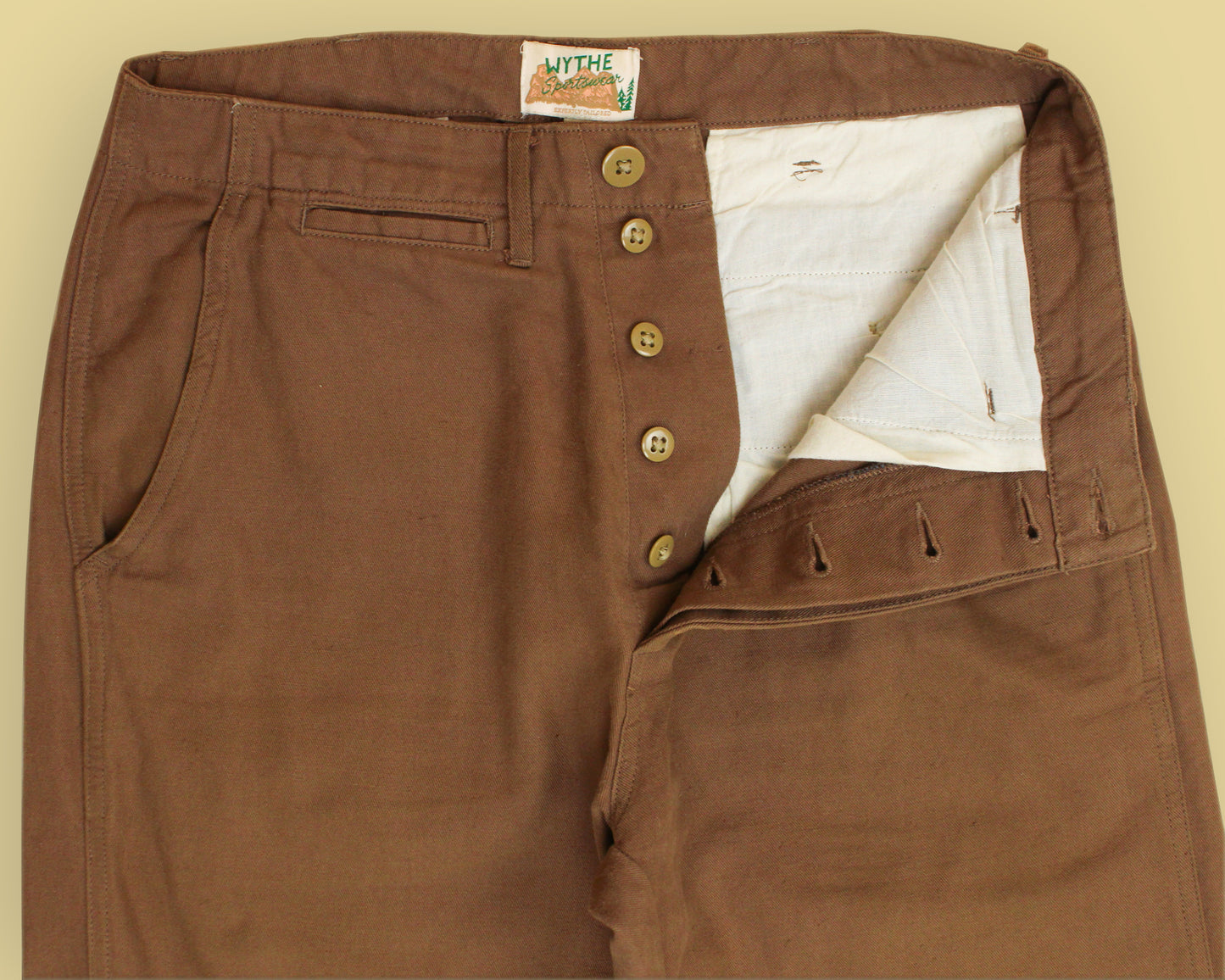 Wythe Cotton Linen Twill Flat Front Chino Pants