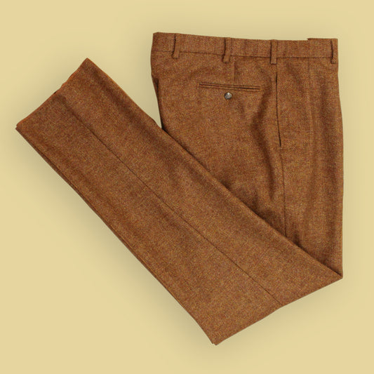 Ben Silver Wool Tweed Pleated Winston Trousers