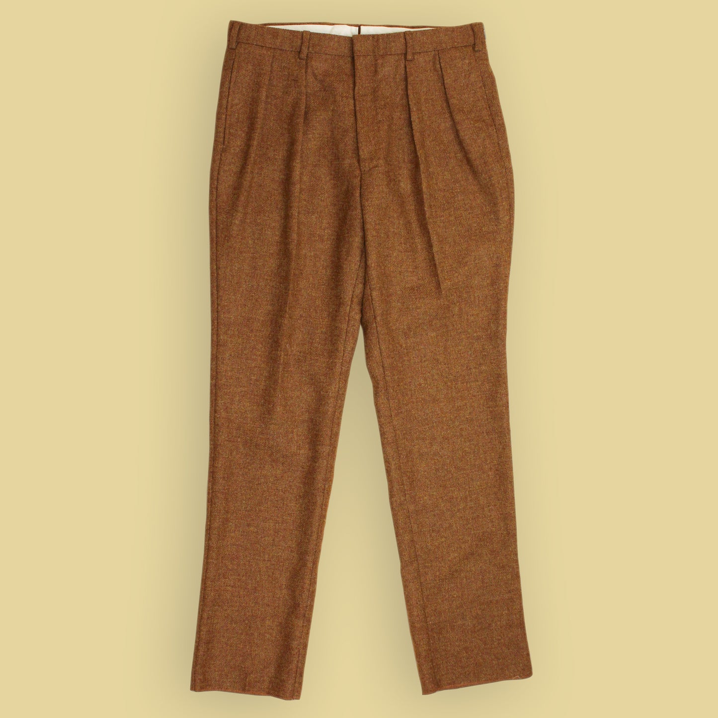Ben Silver Wool Tweed Pleated Winston Trousers