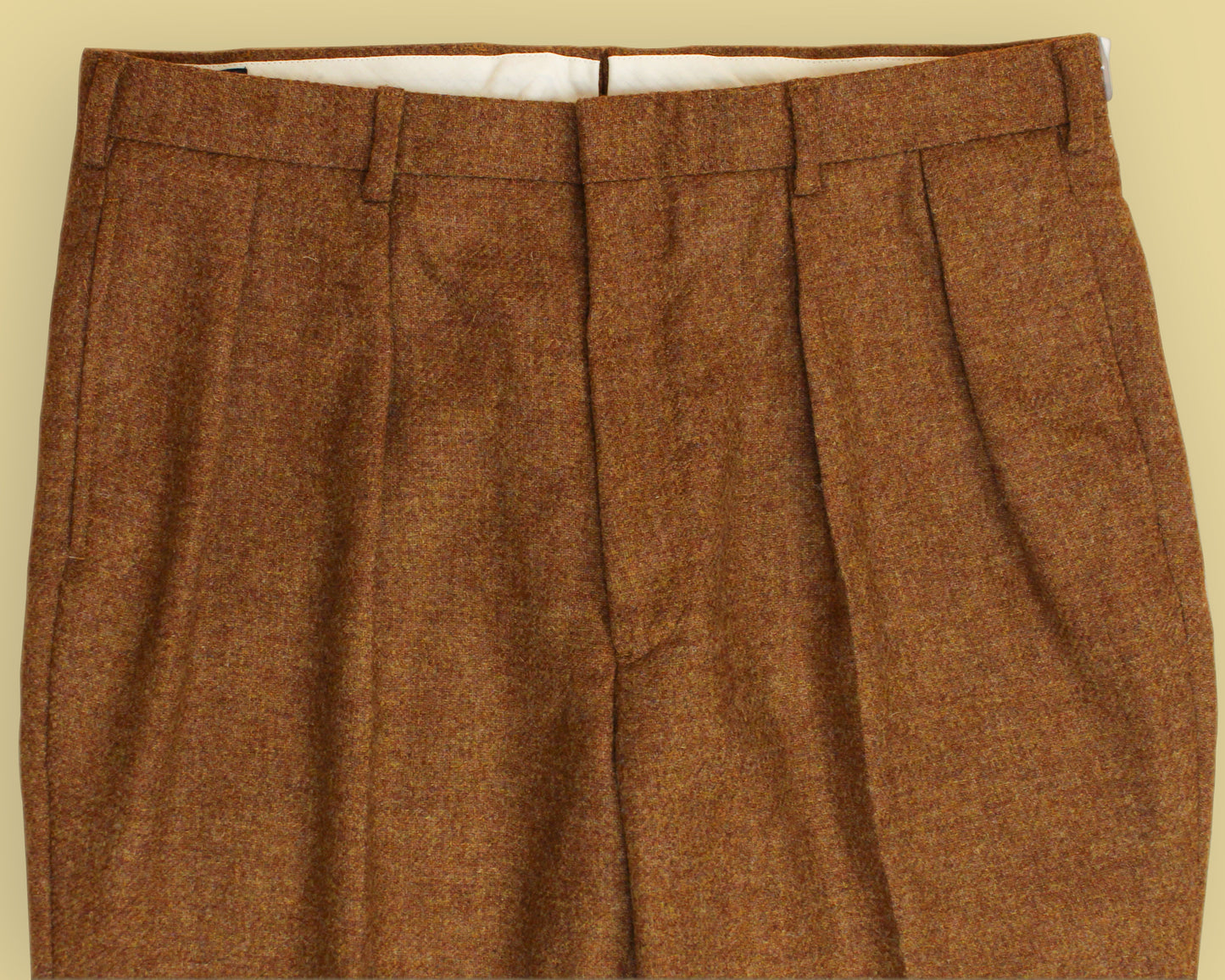 Ben Silver Wool Tweed Pleated Winston Trousers