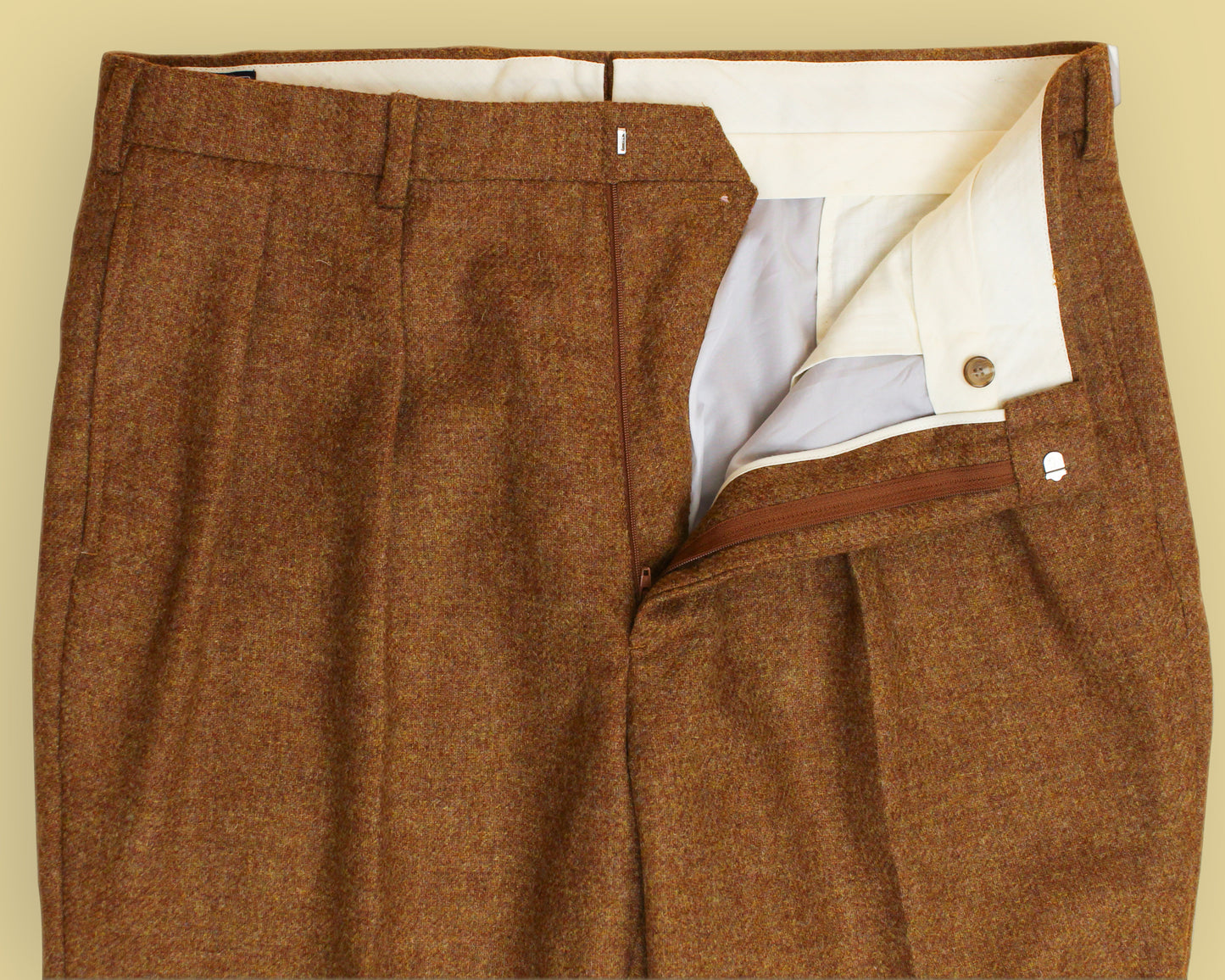 Ben Silver Wool Tweed Pleated Winston Trousers
