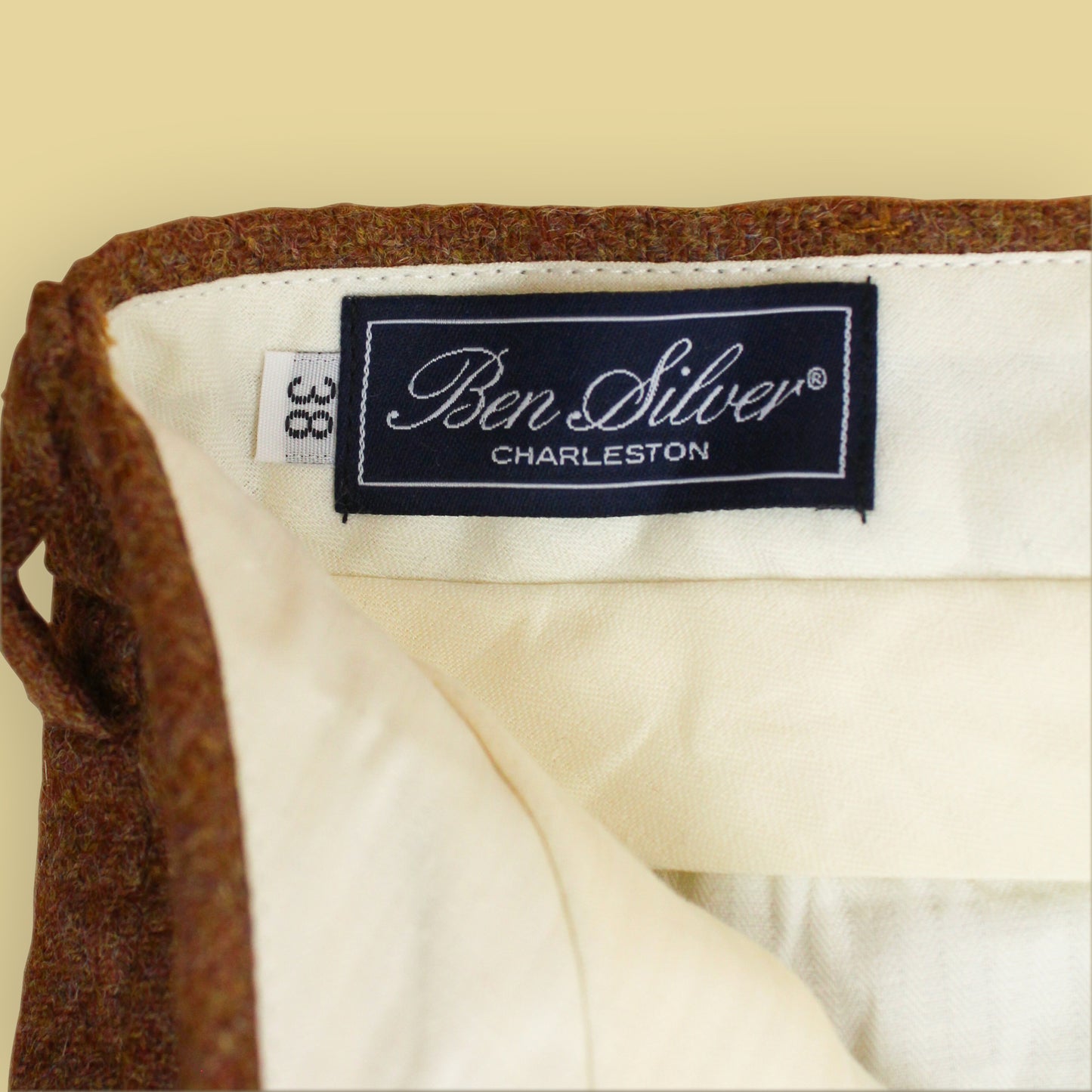 Ben Silver Wool Tweed Pleated Winston Trousers